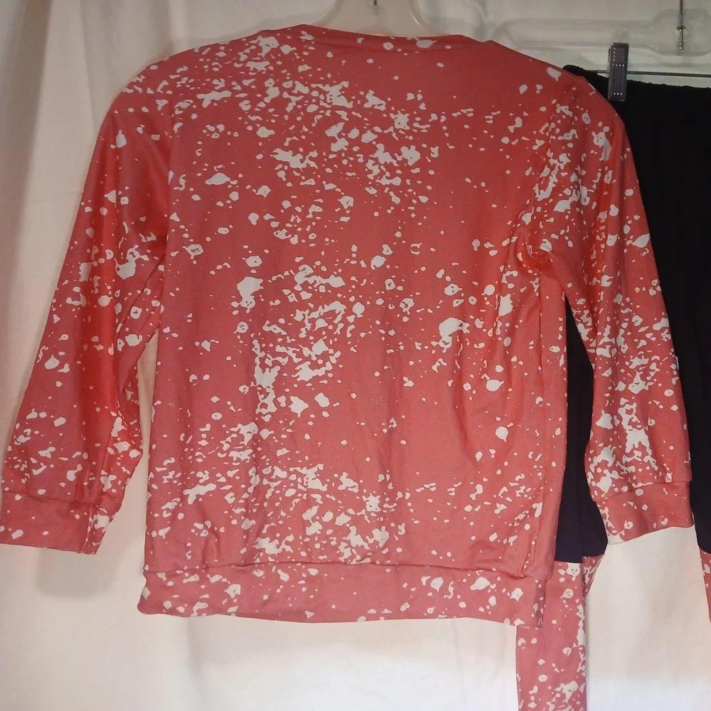 Pink White Splatter Kidlife Graphic Top Leggings Set Girls Size 6-7T Boutique